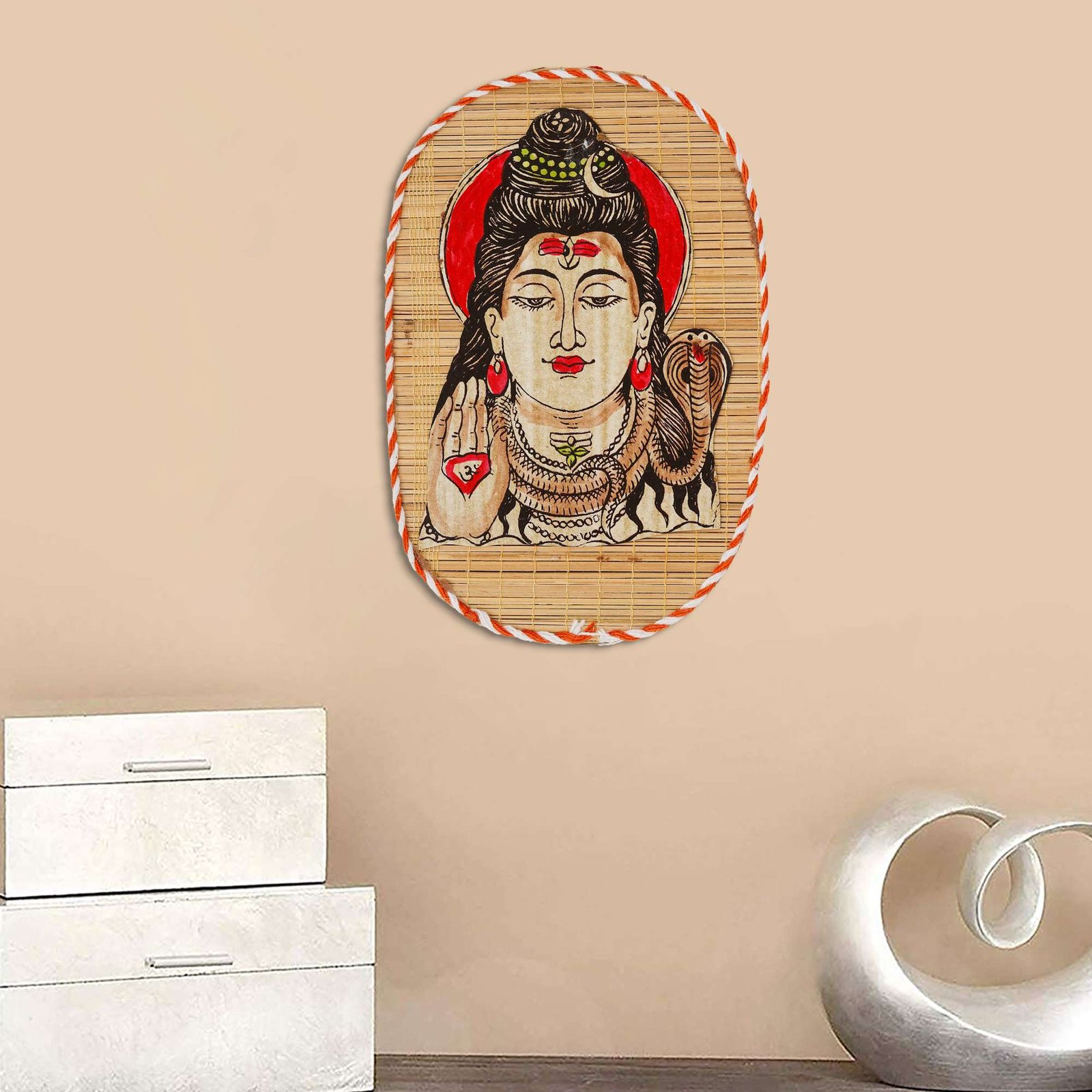 Bamboo Hand Crafted Wall Hangings Of Lord Shiva For Home D?cor | Bamboo Art For Wall D?cor Painting - Image 4