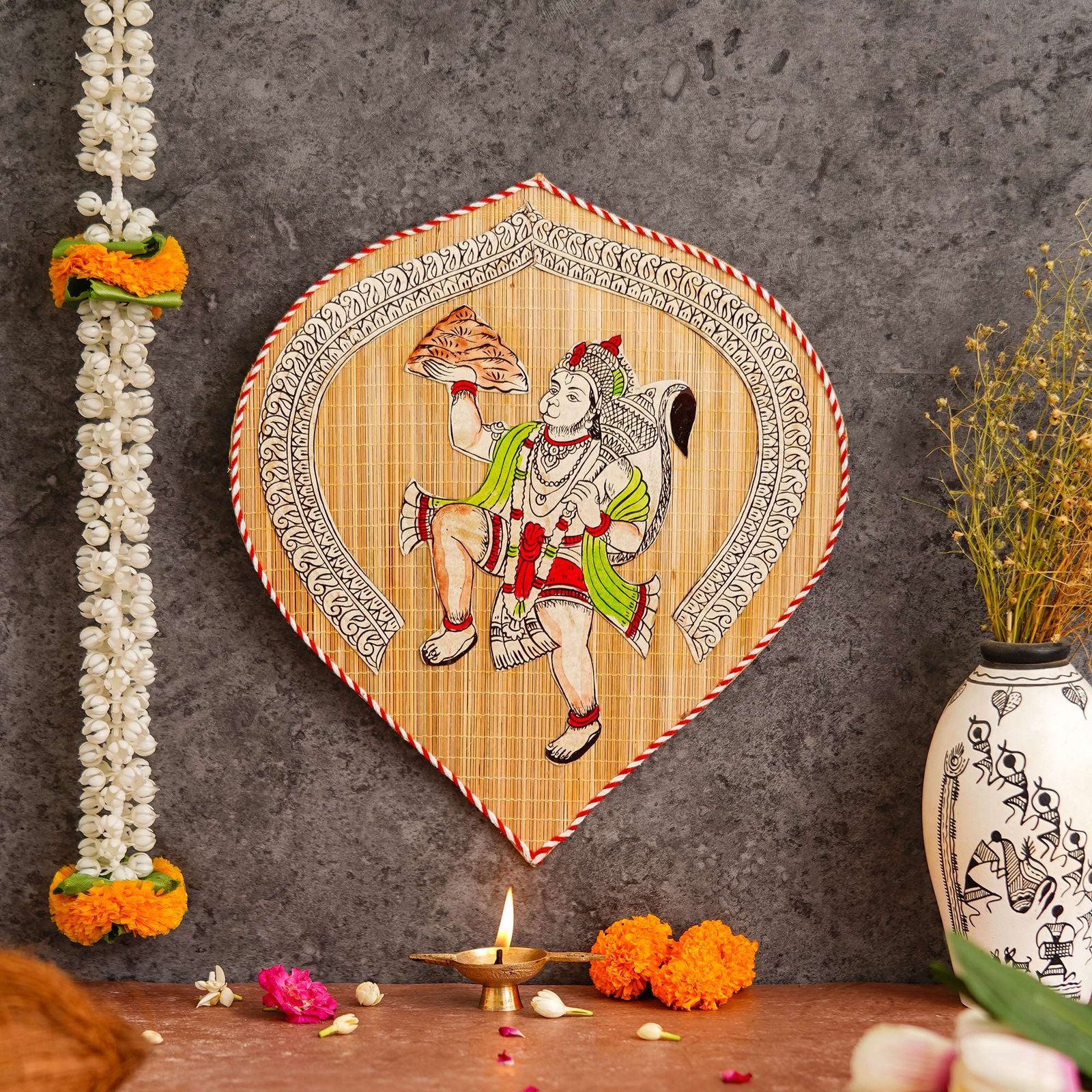Bamboo Hand Crafted Leaf Design Wall Hangings Of Hanuman Ji For Home D?cor | Bamboo Art For Wall Decor - Image 3