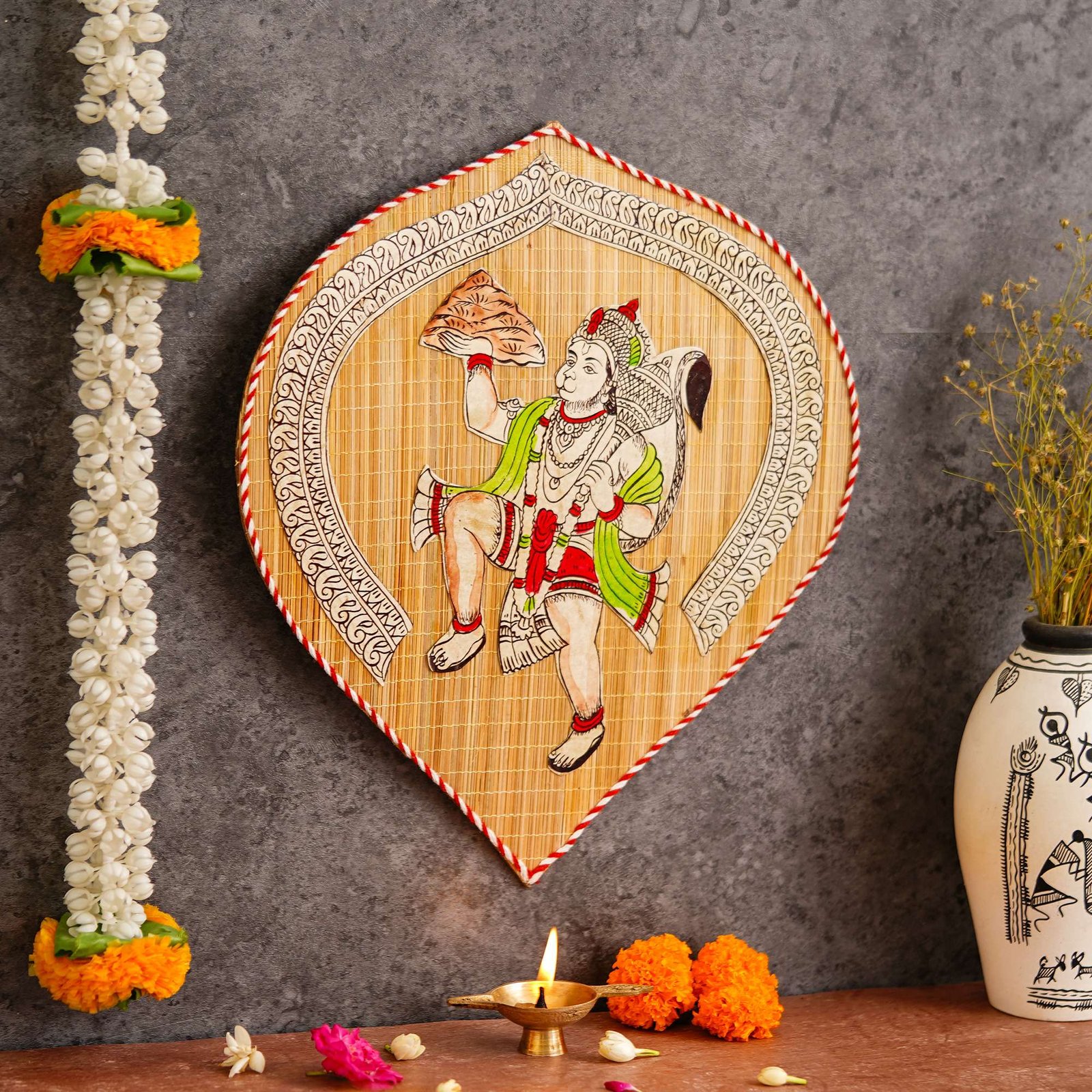 Bamboo Hand Crafted Leaf Design Wall Hangings Of Hanuman Ji For Home D?cor | Bamboo Art For Wall Decor - Image 4