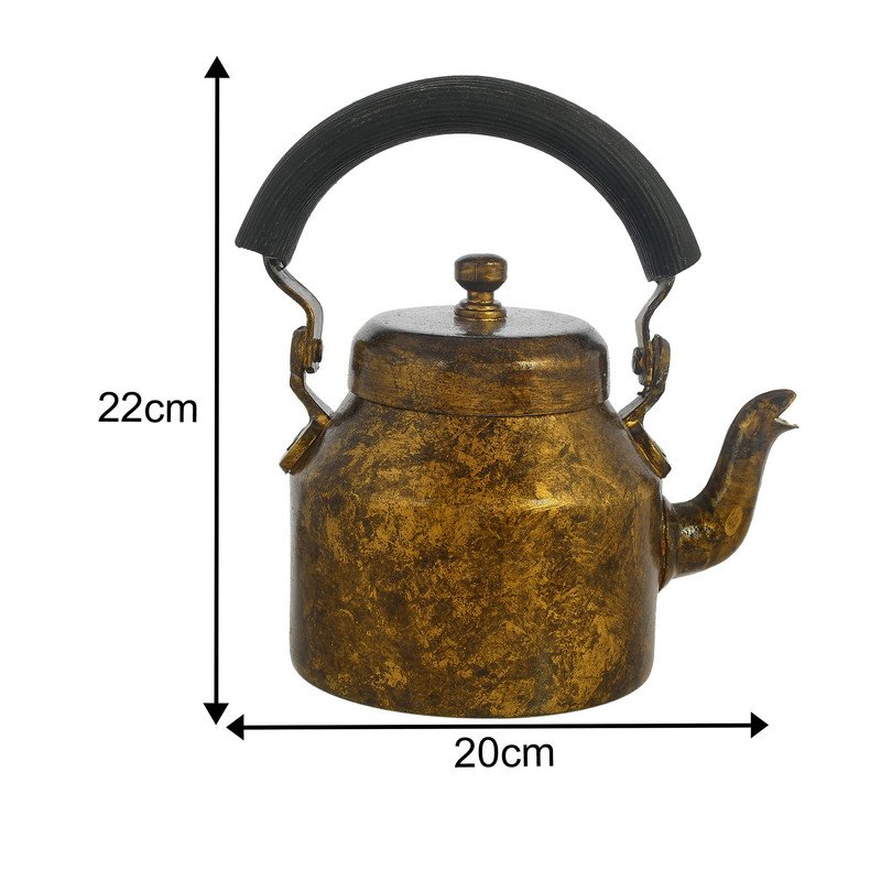HandPainted Alluminium Tea Kettle with 6 Glasses and Wooden Tray For Home Décor , Tea Party , Serving - Image 4