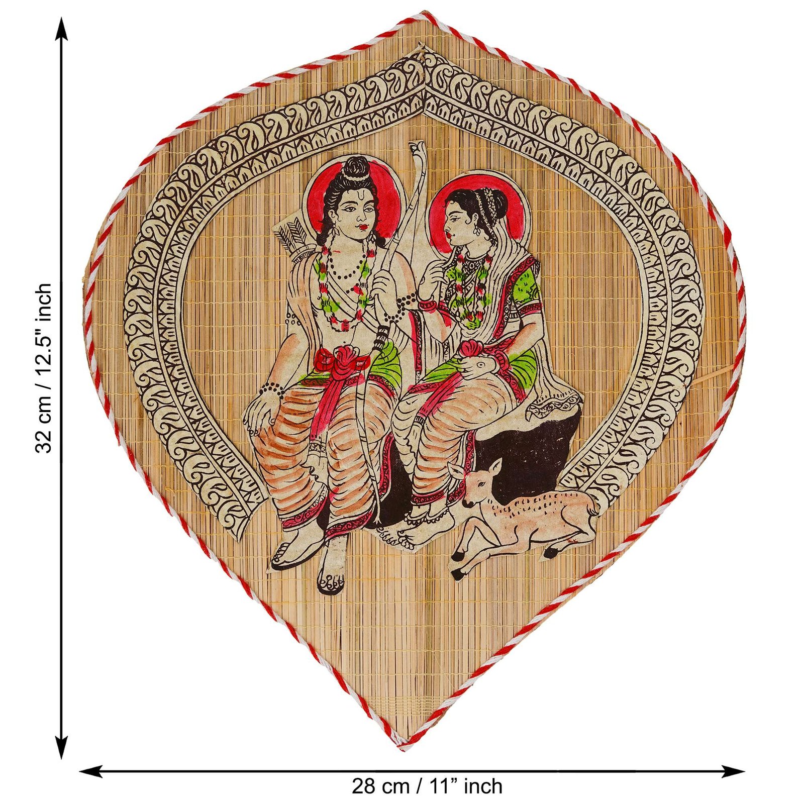 Bamboo Hand Crafted Leaf Design Wall Hangings Of Shri Ram Ji With Janaki Ji For Home D?cor | Bamboo Art For Wall Decor - Image 3