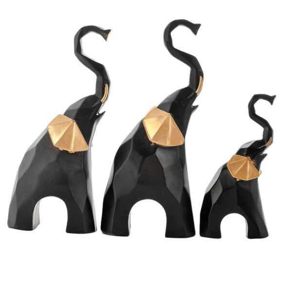 Golden Elephant Set of 3 Black & Gold Statue
