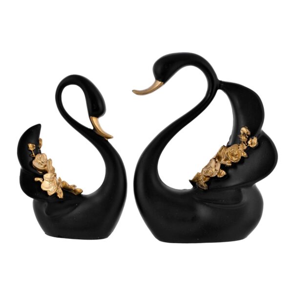 Swan Pair Feather Design Sculpture