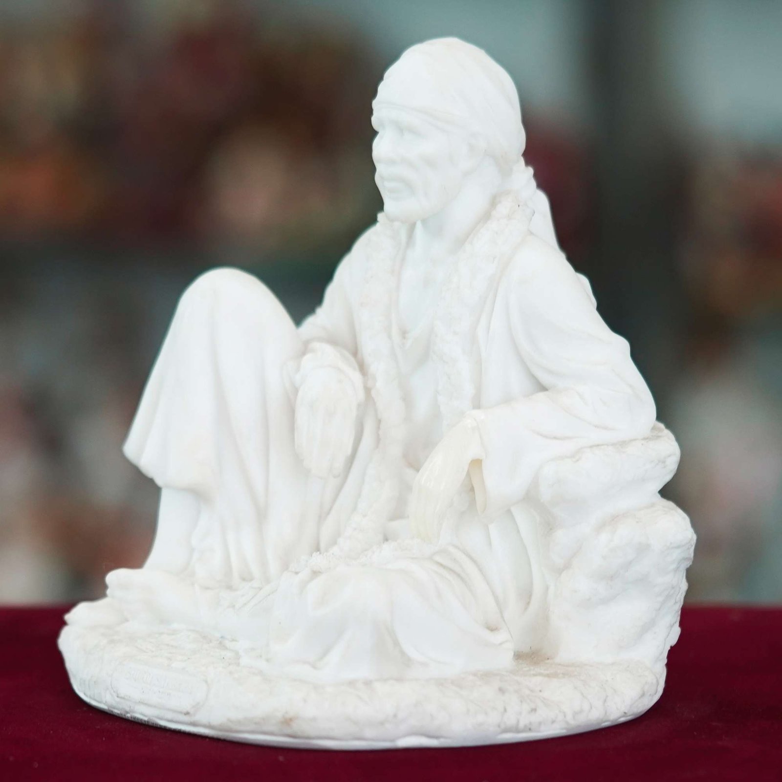 Marble Handmade Sai Baba Idol For Home Décor Handcrafted Showpiece For Table Décor(8 INCHES HEIGHT) - Image 2