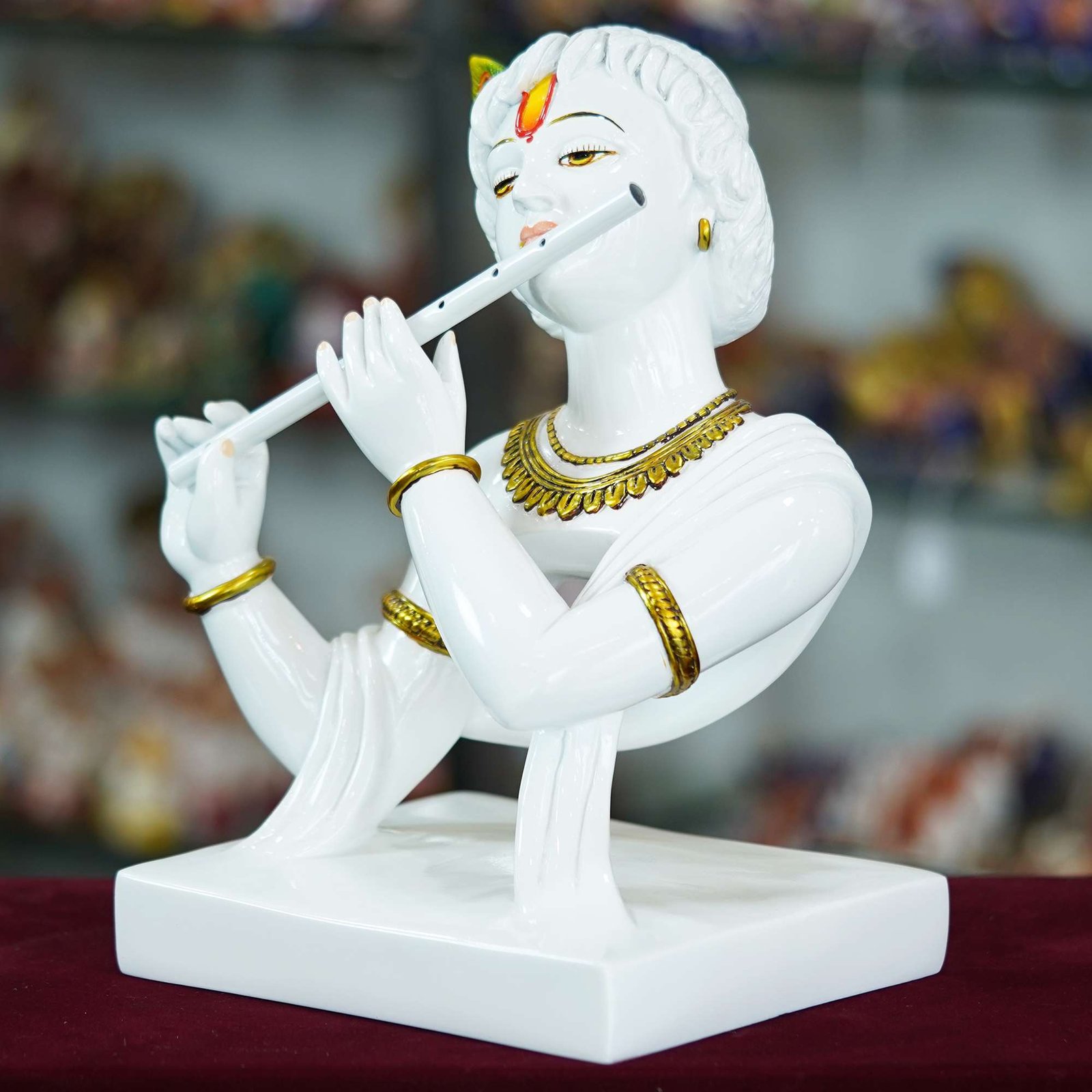 Marble Handmade Flute Krishna For Home Décor Handcrafted Showpiece For Table Décor Temple Décor - Image 3