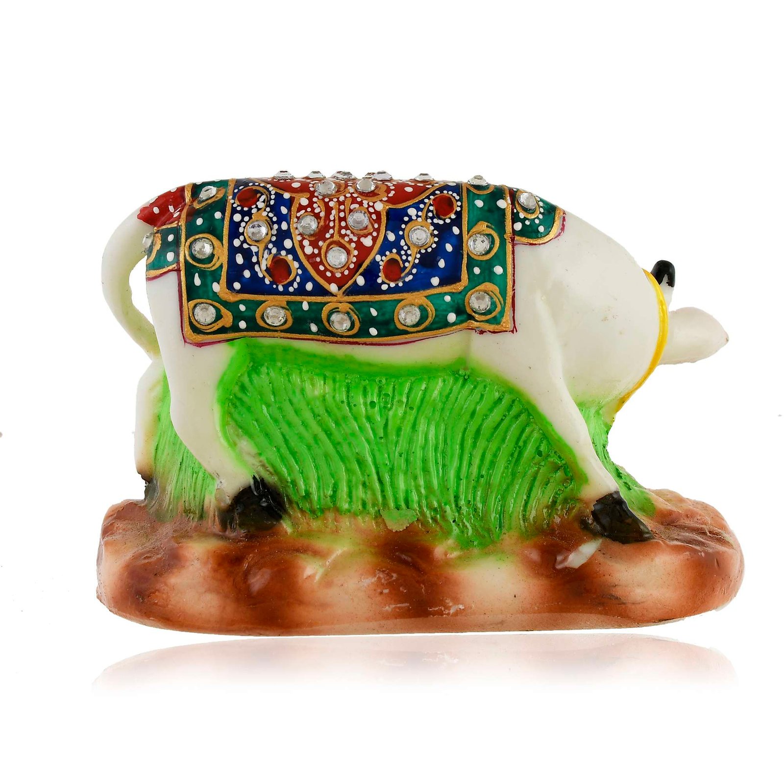 White Marble Kamdhenu Cow and Calf Statue (8.5 cm x 12 cm) - Image 3