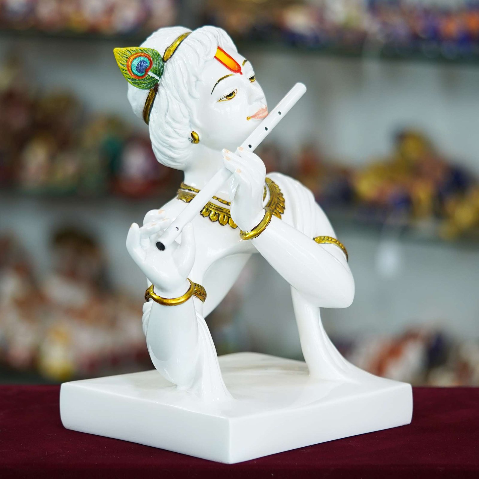 Marble Handmade Flute Krishna For Home Décor Handcrafted Showpiece For Table Décor Temple Décor - Image 2