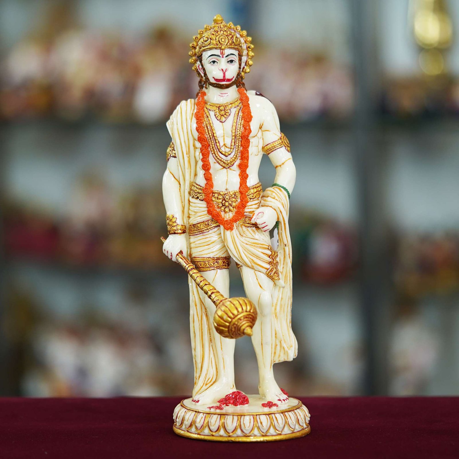 Marble Handmade Hanuman Ji Idol For Home Décor Decorations For Living Room Handcrafted Showpiece For Décor ( 10 INCHES HEIGHT )